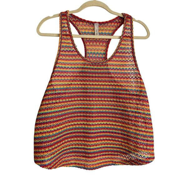 Vintage Style Biz Rainbow Knit Racerback Tank Festival 90s size Medium - Picture 4 of 6